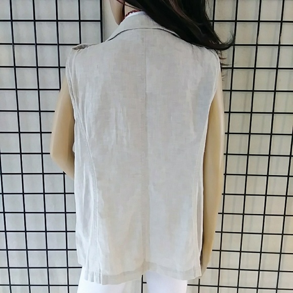 SALE! NEW J.Jill Sz MP Beige Linen Vest - Picture 5 of 8